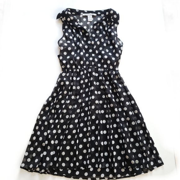 American Rag Polka Dot Collared Dress Black - Picture 10 of 12